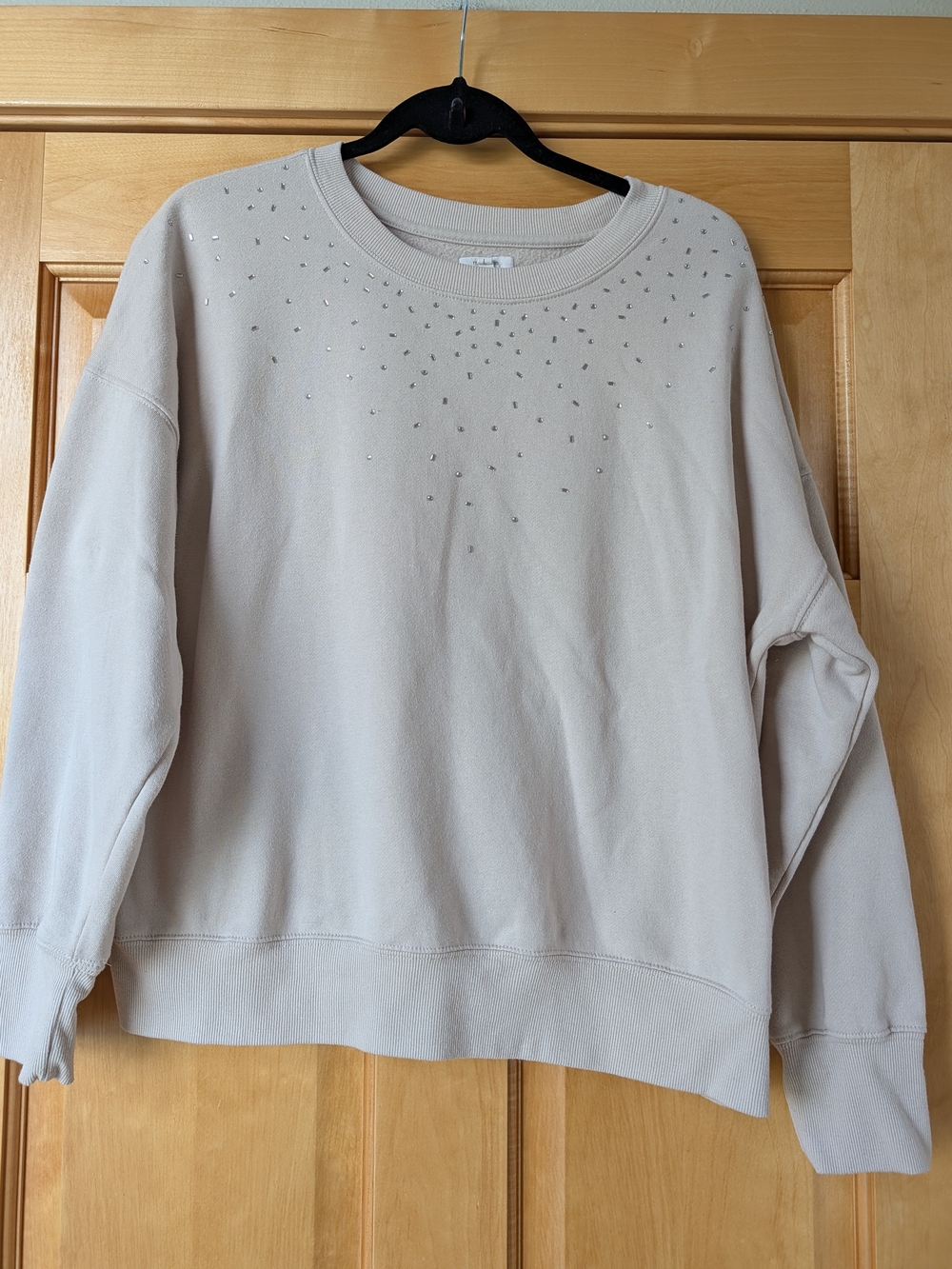 Maurices Cream Crewneck Sweatshirt with Rhinestone Detail